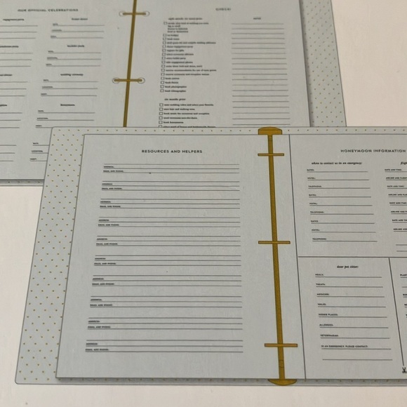 Kate Spade:Bridal Planner-Gold Tone 3 Ring Binder-zipper pouch-48 planning pages - Picture 16 of 16